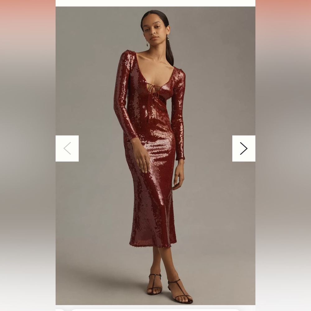 Bardot Verona Long-Sleeve Sequin Slim Midi Dress